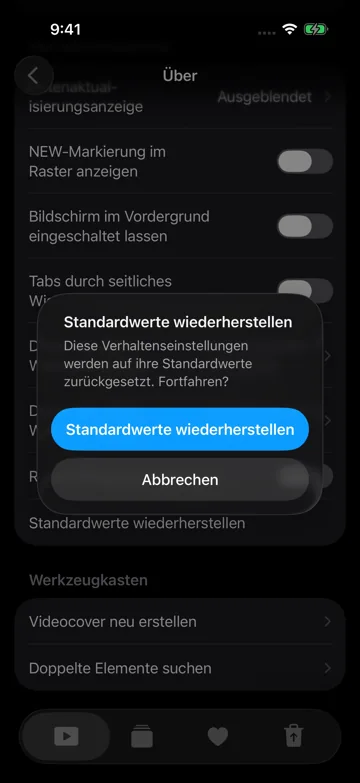 Standardwerte wiederherstellen