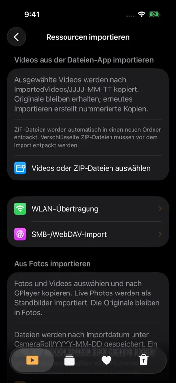Videos aus der Dateien-App importieren