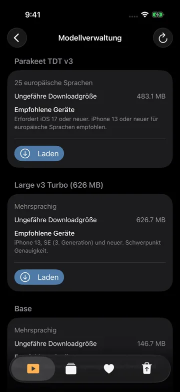 Sprachmodell laden und wählen