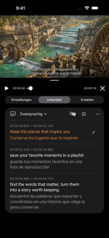 Vom Videoaudio zu zweisprachigen Untertiteln