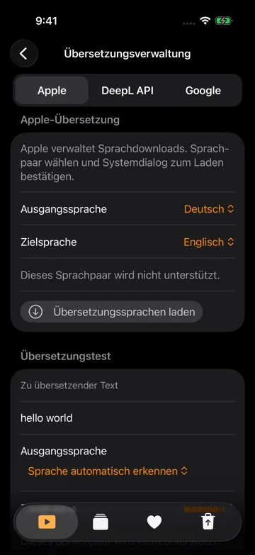 Untertitel übersetzen und Engine vorbereiten