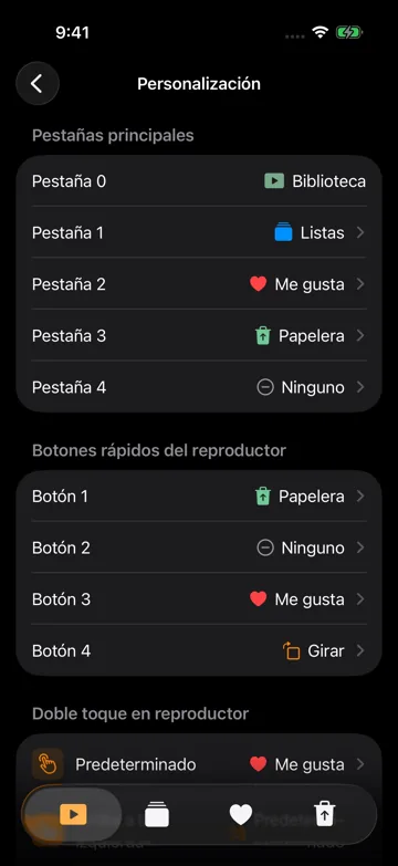 Botones rápidos del reproductor