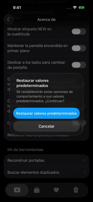 Restaurar valores predeterminados