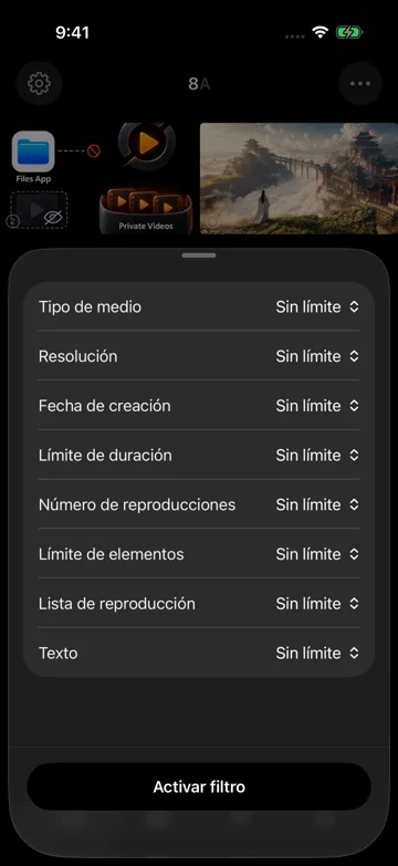 Toca el número de recursos para filtrar