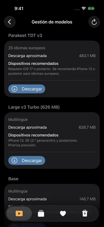Descargar y elegir modelo de voz