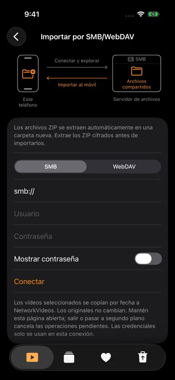 Importar por SMB/WebDAV