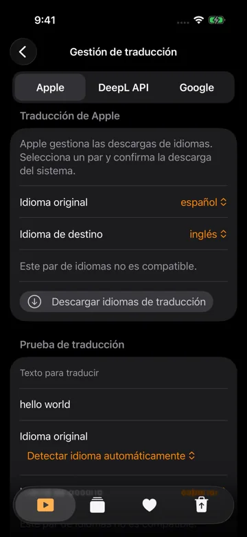 Traducir subtítulos y preparar un motor