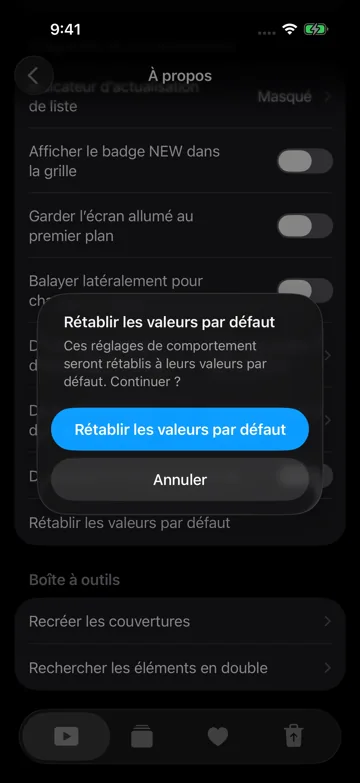 Rétablir les valeurs par défaut