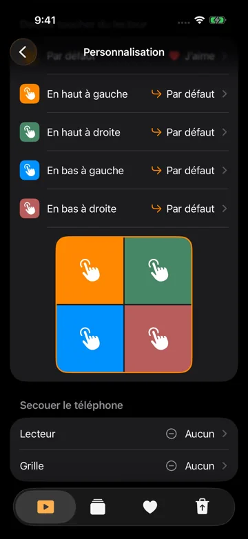 Zones de double toucher