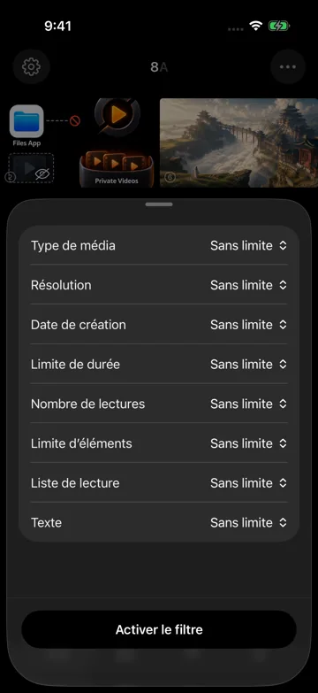 Touchez le nombre de ressources pour filtrer