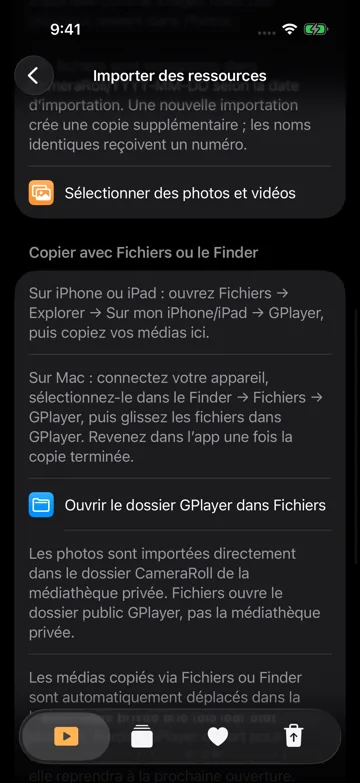 Importer depuis Photos