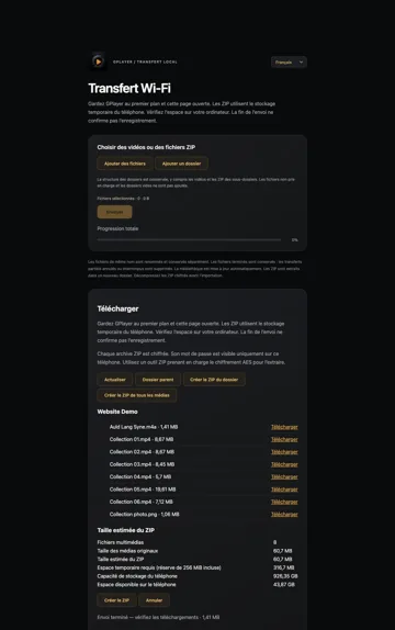 Vérifier l’espace et créer le ZIP