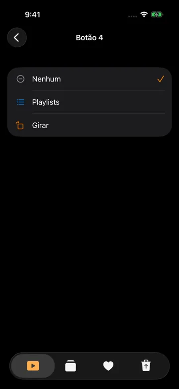 Botões rápidos do reprodutor