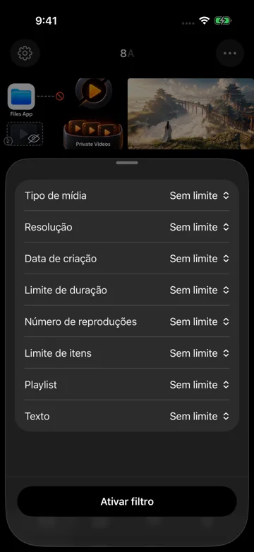 Toque na contagem de recursos para filtrar