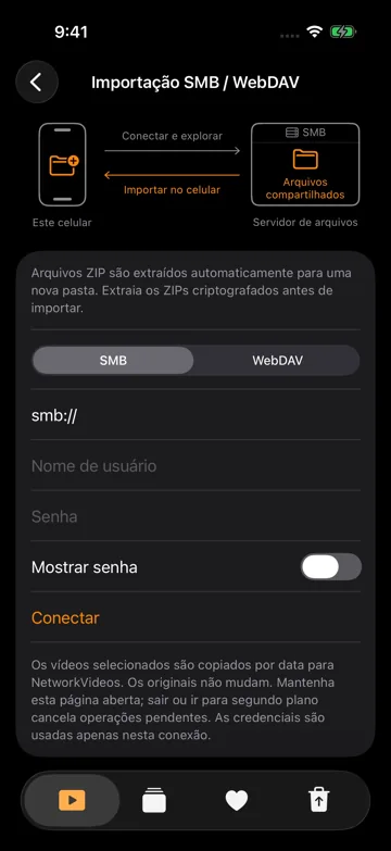 Importação SMB / WebDAV