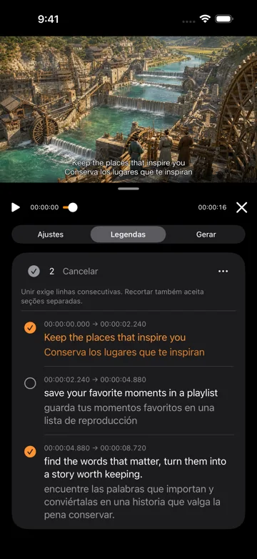 Revisar e editar legendas