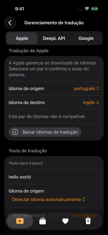 Traduzir legendas e preparar mecanismo